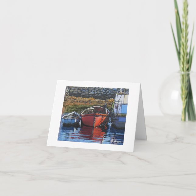 Textilkonst Boat Notecard Kort (Framsida)