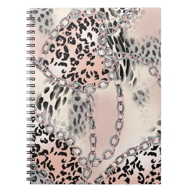 Textilleopard: Blommigt chain Mönster. Anteckningsbok (Framsidan)
