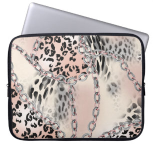 Textilleopard: Blommigt chain Mönster. Laptop Fodral