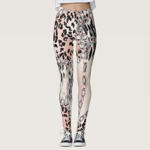 Textilleopard: Blommigt chain Mönster. Leggings