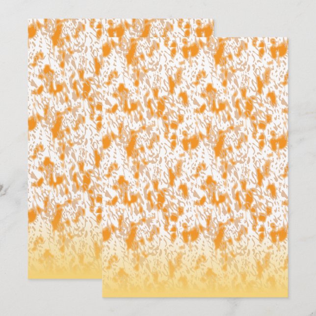 Textilmönster med en livfull orange och gul inbjudningar (Fram/baksida)