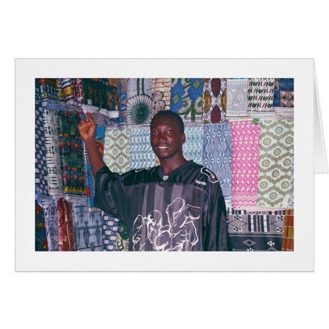 Textilsäljare på den Banjul marknaden Hälsningskort (Framsidan Horizontal)