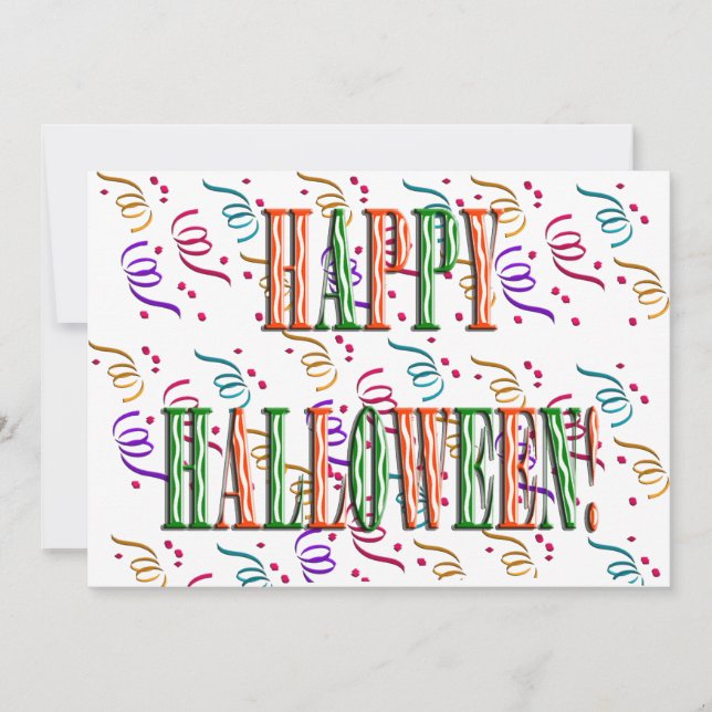 Textinbjudan för konfetti och Halloween-festival Inbjudningar (Framsida)