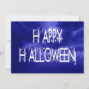 Textinbjudan Natt Blue Happy halloween Inbjudningar