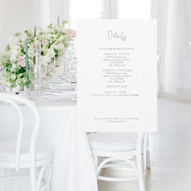 Textinformationsfack för vit Bröllop Grått  Inbjudningar (Skapare uppladdad)