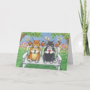 Texting Cats Birthday Bud & Tony Notecard Kort