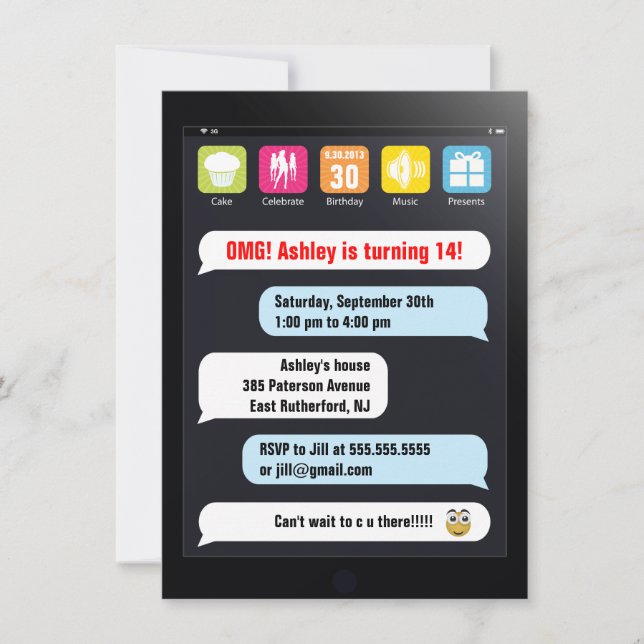 Texting partyinbjudan inbjudningar (Framsida)