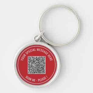 Textkedjan QR-Anpassningsbar, välj Färg Rund Silverfärgad Nyckelring