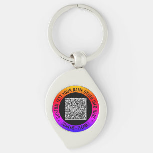 Textkedjan QR-kodsökning - Info och Anpassningsbar Swirl Silverfärgad Nyckelring