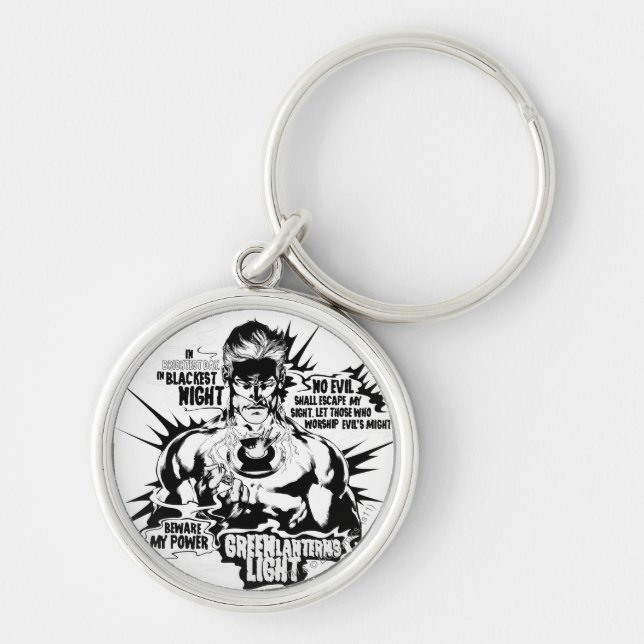 Textkollage för grönt rund silverfärgad nyckelring (Framsidan)