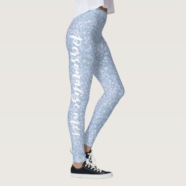Textkopplingar för Ice Palace Blek Blue Glitter AN Leggings (Höger)