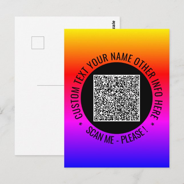 Textkort för sökning och Anpassningsbar av QR-kod Vykort (Fram/baksida)