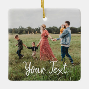 Textmall för foto och Anpassningsbar för personlig Julgransprydnad Keramik