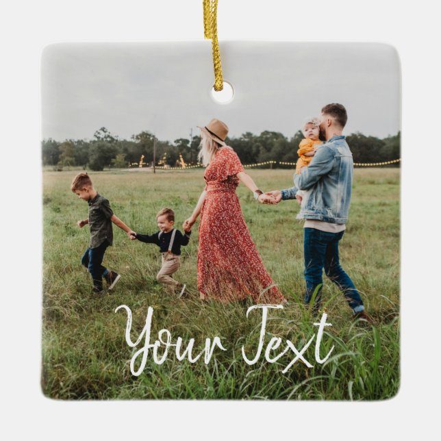 Textmall för foto och Anpassningsbar för personlig Julgransprydnad Keramik (Framsida)