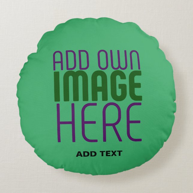 TEXTMALL FÖR MODERN EDITABLE EMERALD GRÖNT IMAGE RUND KUDDE (Framsidan)