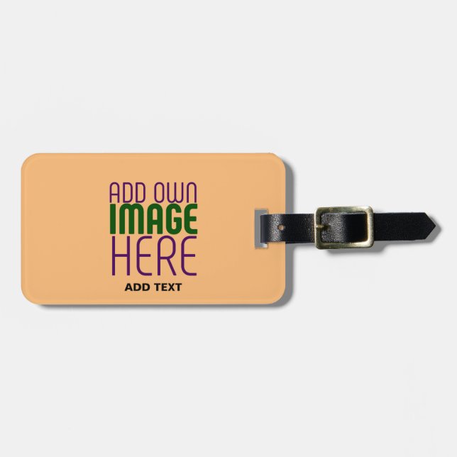 TEXTMALL FÖR MODERN EDITABLE PEACH ORANGE IMAGE-TE BAGAGEBRICKA (Horisontell Framsida)