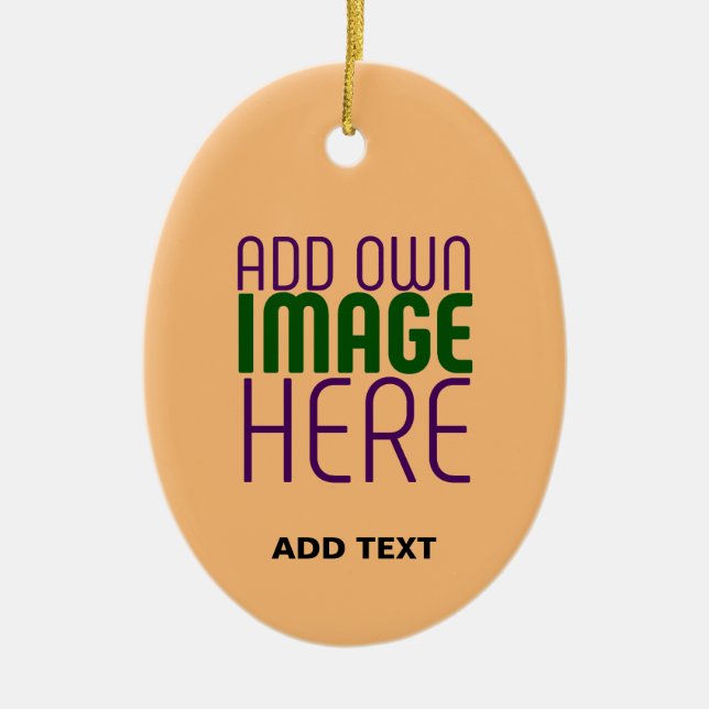 TEXTMALL FÖR MODERN EDITABLE PEACH ORANGE IMAGE-TE JULGRANSPRYDNAD KERAMIK (Framsidan)