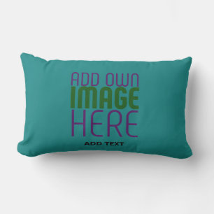 TEXTMALL FÖR MODERN EDITABLE TEAL GRÖNT IMAGE LUMBARKUDDE