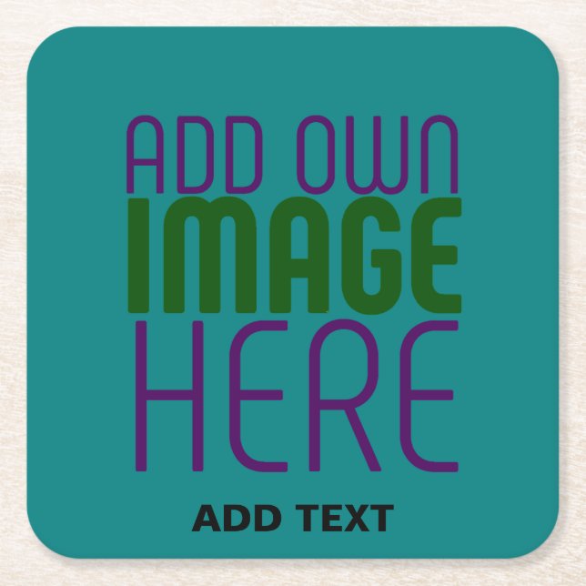TEXTMALL FÖR MODERN EDITABLE TEAL GRÖNT IMAGE UNDERLÄGG PAPPER KVADRAT (Framsidan)