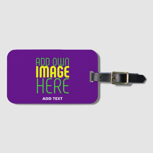 TEXTMALL FÖR MODERN REDIGERBAR ENKEL INDIGO IMAGE BAGAGEBRICKA (Framsida horisontal)