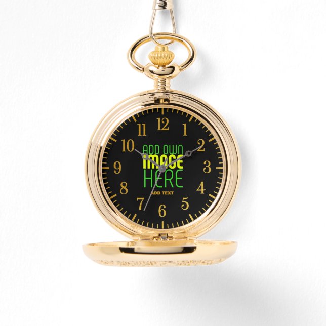 TEXTMALL FÖR MODERN REDIGERBAR ENKEL SVART BILD ARMBANDSUR (Framsida)
