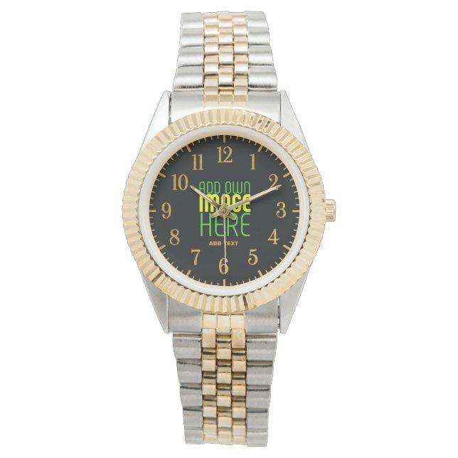 TEXTMALL FÖR MODERN REDIGERBAR ENKEL SVART BILD ARMBANDSUR (Framsida)