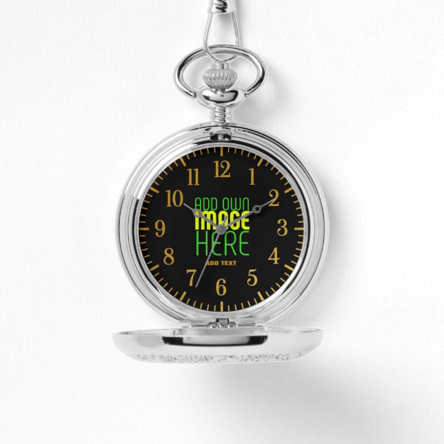 TEXTMALL FÖR MODERN REDIGERBAR ENKEL SVART BILD ARMBANDSUR (Framsida)
