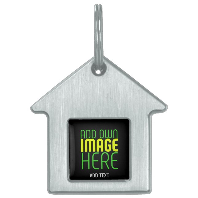 TEXTMALL FÖR MODERN REDIGERBAR ENKEL SVART BILD ID-bricka HUSDJUR (Framsidan)