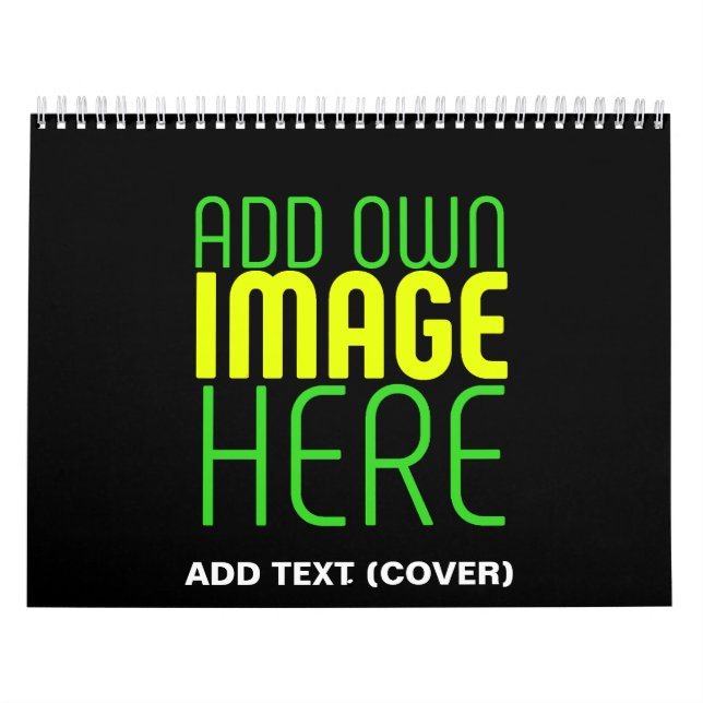 TEXTMALL FÖR MODERN REDIGERBAR ENKEL SVART BILD KALENDER (Omslag)