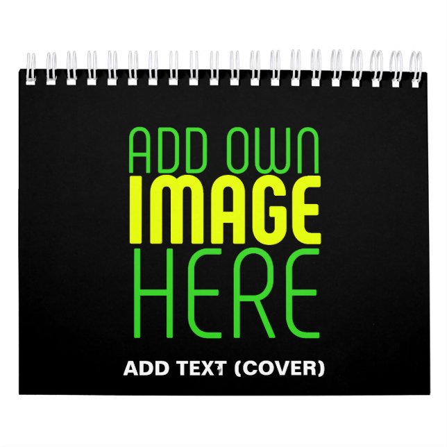 TEXTMALL FÖR MODERN REDIGERBAR ENKEL SVART BILD KALENDER (Omslag)