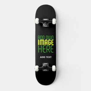 TEXTMALL FÖR MODERN REDIGERBAR ENKEL SVART BILD MINI SKATEBOARD BRÄDA 18,5 CM