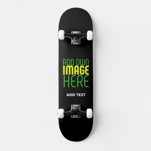 TEXTMALL FÖR MODERN REDIGERBAR ENKEL SVART BILD MINI SKATEBOARD BRÄDA 18,5 CM (Framsida)