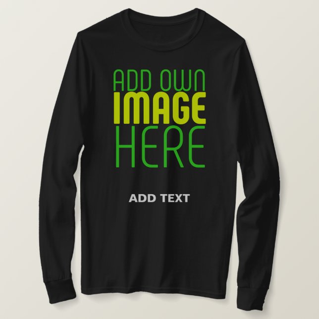 TEXTMALL FÖR MODERN REDIGERBAR ENKEL SVART BILD T SHIRT (Design framsida)