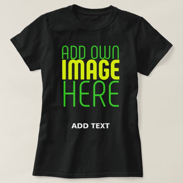 TEXTMALL FÖR MODERN REDIGERBAR ENKEL SVART BILD T SHIRT (Design framsida)