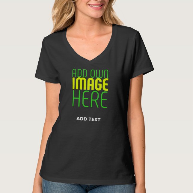 TEXTMALL FÖR MODERN REDIGERBAR ENKEL SVART BILD T SHIRT (Framsida)