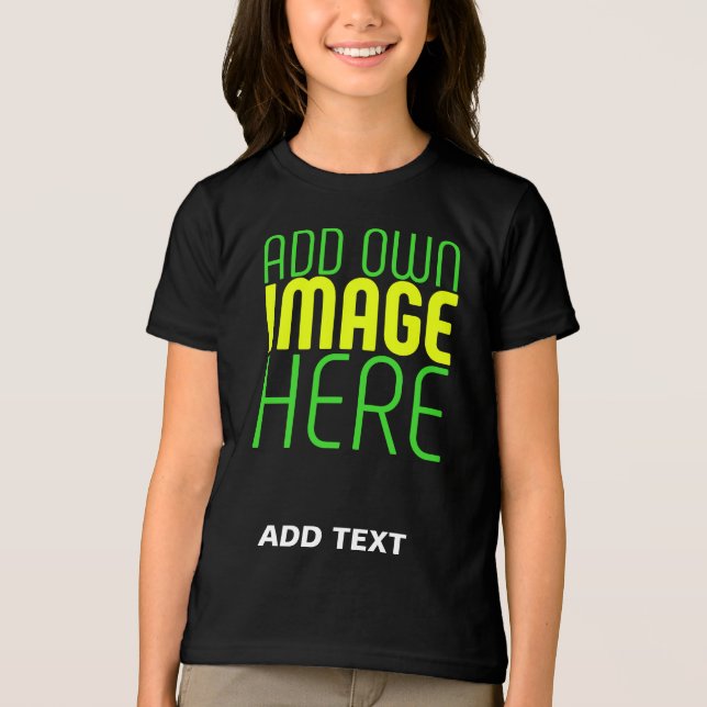 TEXTMALL FÖR MODERN REDIGERBAR ENKEL SVART BILD T SHIRT (Framsida)