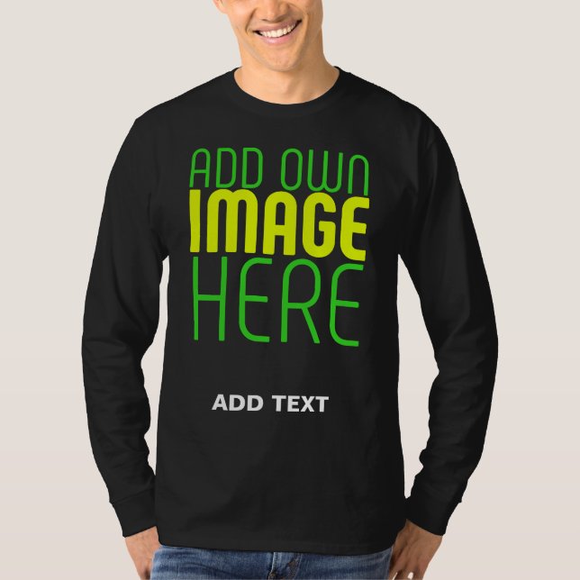 TEXTMALL FÖR MODERN REDIGERBAR ENKEL SVART BILD T SHIRT (Framsida)