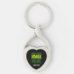 TEXTMALL FÖR MODERN REDIGERBAR ENKEL SVART BILD TWISTED HEART SILVERFÄRGAD NYCKELRING