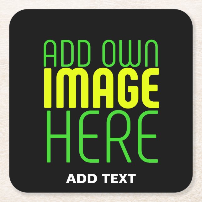 TEXTMALL FÖR MODERN REDIGERBAR ENKEL SVART BILD UNDERLÄGG PAPPER KVADRAT (Framsidan)