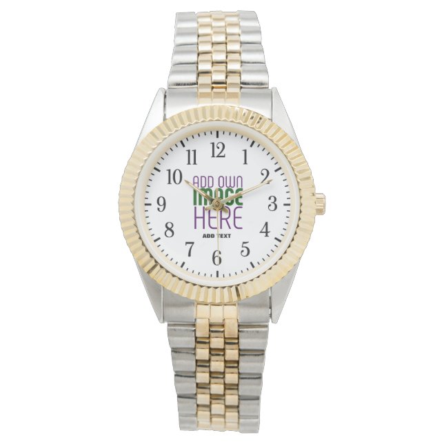 TEXTMALL FÖR MODERN REDIGERBAR ENKEL VITE BILD ARMBANDSUR (Framsida)
