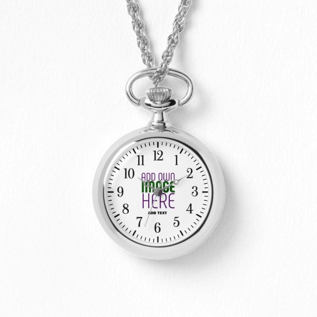 TEXTMALL FÖR MODERN REDIGERBAR ENKEL VITE BILD ARMBANDSUR (Framsida)