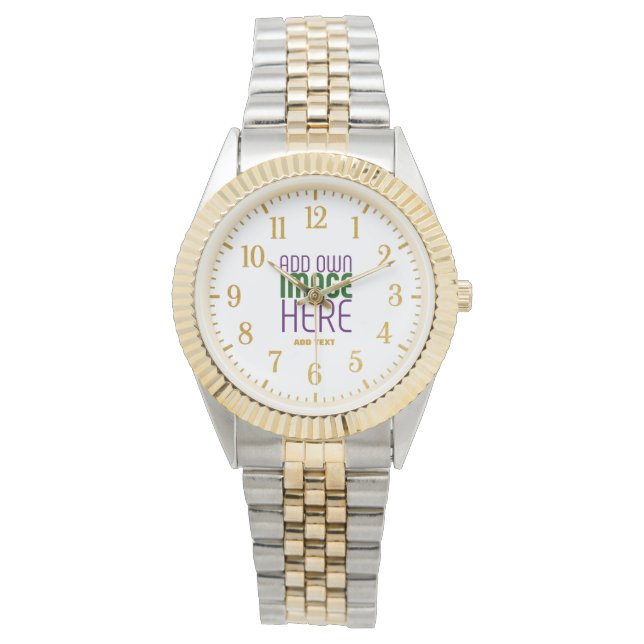 TEXTMALL FÖR MODERN REDIGERBAR ENKEL VITE BILD ARMBANDSUR (Framsida)