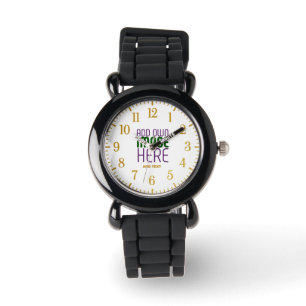 TEXTMALL FÖR MODERN REDIGERBAR ENKEL VITE BILD ARMBANDSUR