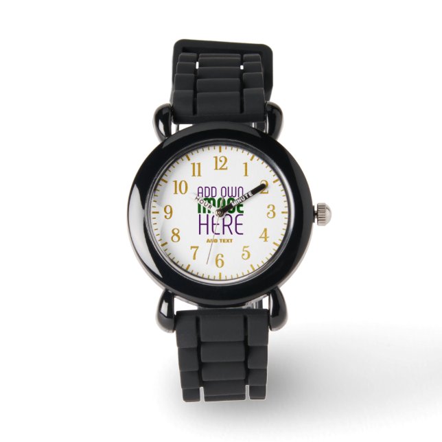 TEXTMALL FÖR MODERN REDIGERBAR ENKEL VITE BILD ARMBANDSUR (Framsida)