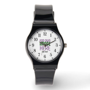 TEXTMALL FÖR MODERN REDIGERBAR ENKEL VITE BILD ARMBANDSUR