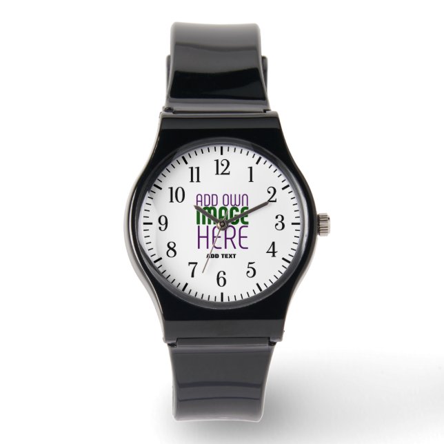 TEXTMALL FÖR MODERN REDIGERBAR ENKEL VITE BILD ARMBANDSUR (Framsida)