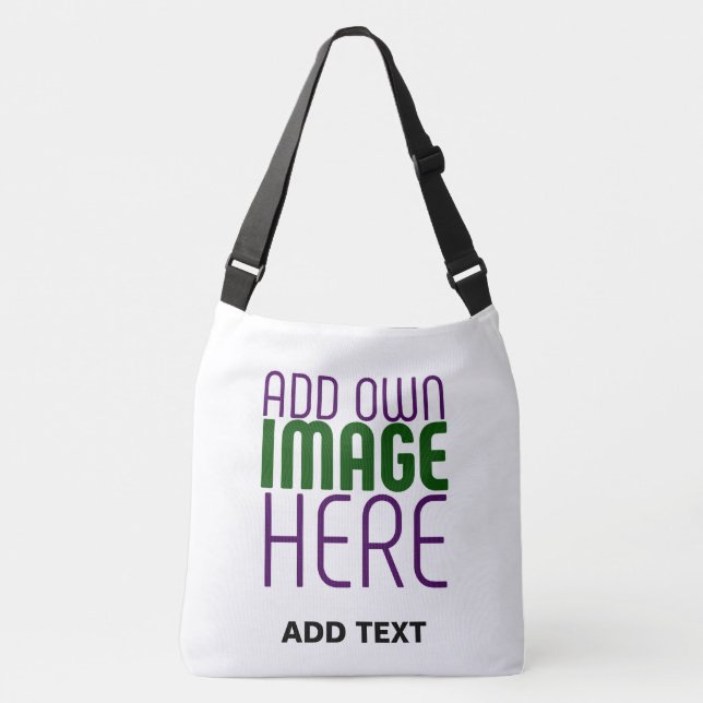 TEXTMALL FÖR MODERN REDIGERBAR ENKEL VITE BILD AXELVÄSKA (Framsida)