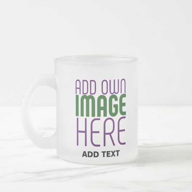 TEXTMALL FÖR MODERN REDIGERBAR ENKEL VITE BILD FROSTAD GLASMUGG (Vänster)