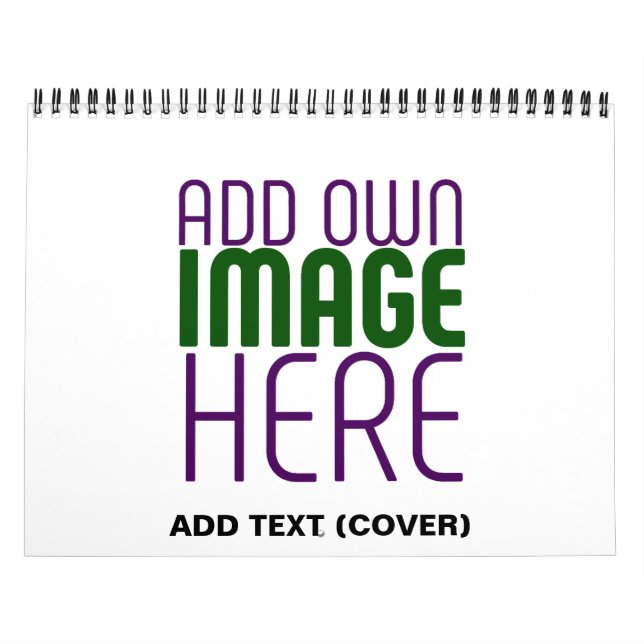 TEXTMALL FÖR MODERN REDIGERBAR ENKEL VITE BILD KALENDER (Omslag)