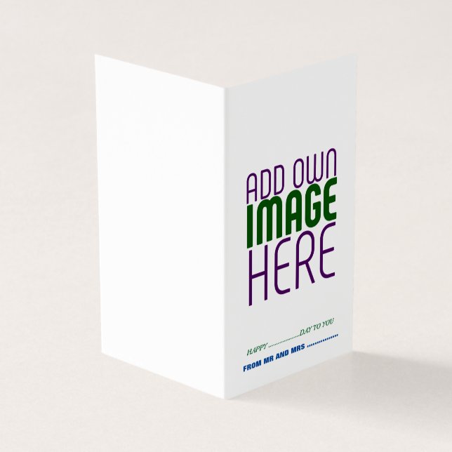 TEXTMALL FÖR MODERN REDIGERBAR ENKEL VITE BILD KORT (Utsida)